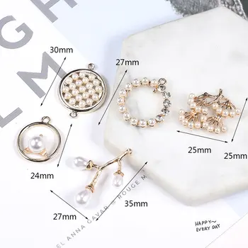 Pearl dvojité zavesenie zliatiny príslušenstvo ucho nechtov ucho klip Prívesok Náušnice DIY ručne vyrobené domáce ucho ornament materiál, taška